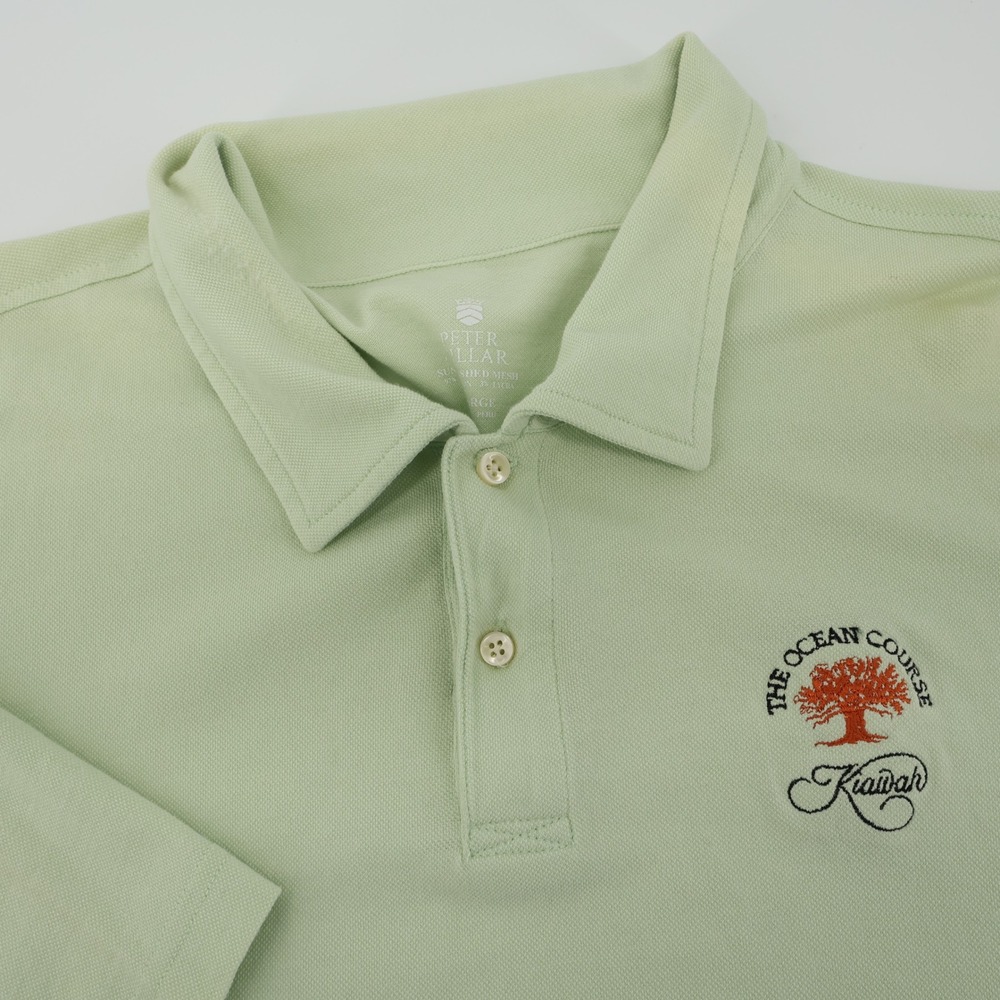 KiawahOcean Course Peter Millar Mens Sun Washed Mesh Polo Shirt Green XL Flaws